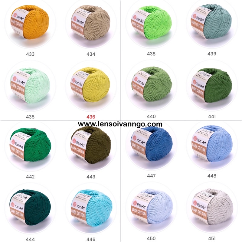 Len YarnArt Baby Cotton (Bảng màu 1) (cuộn 50gr)