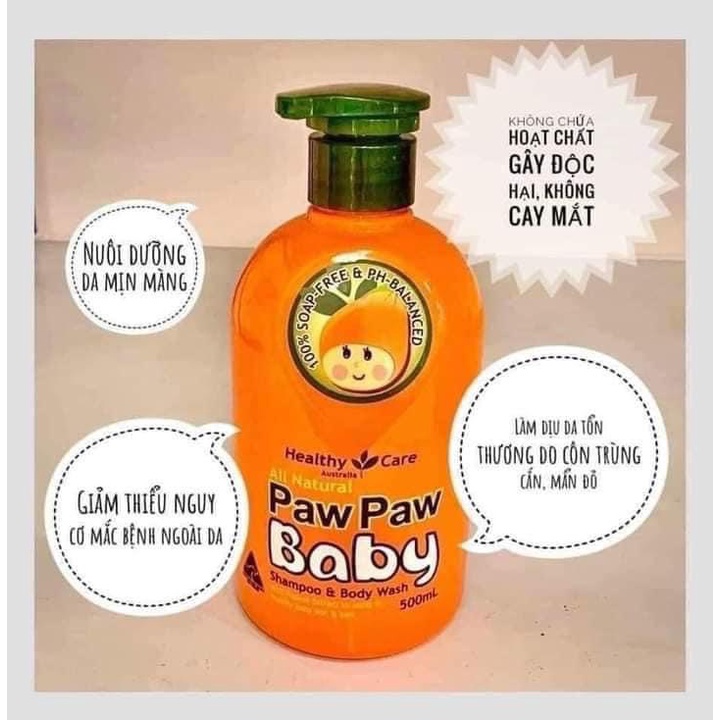 Sữa tắm gội 2 trong 1 cho bé Paw Paw Baby Shampoo & Body Wash 500ml sữa tắm bé quatangme.com.vn