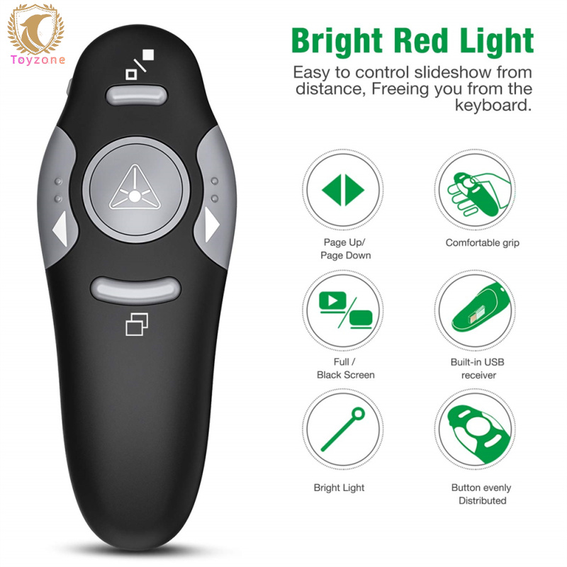 USB Presenter Wireless 2.4 GHz Powerpoint Remote Control Pointer Red Presentation Remote Control For Computer Laptop