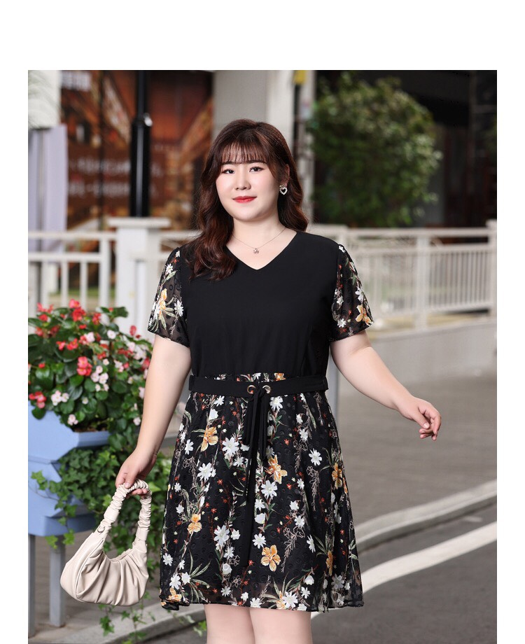 Đầm xòe phối voan hoa cao cấp bigsize - BSc622