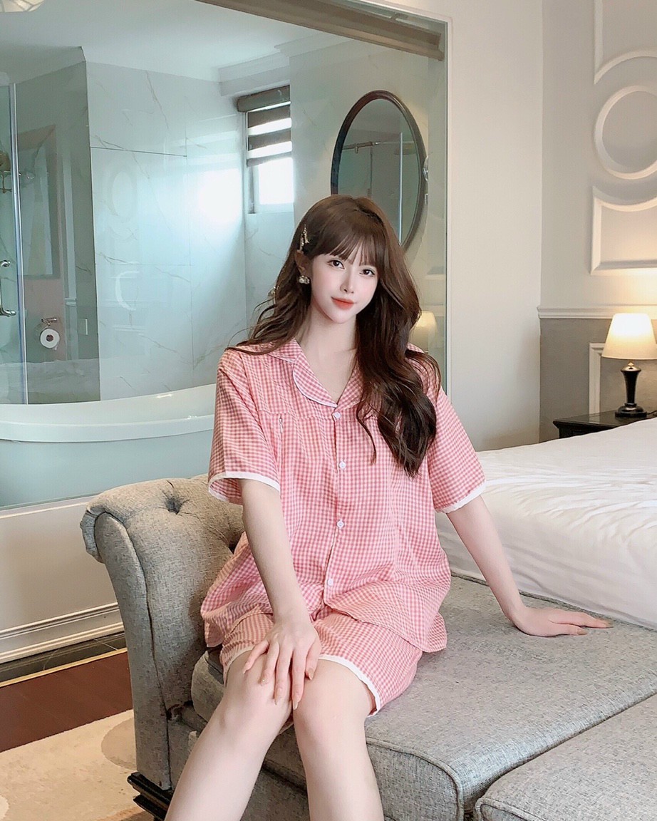 Bộ đồ bầu chất mát kẻ sọc-đồ bầu mặc nhà mùa hè