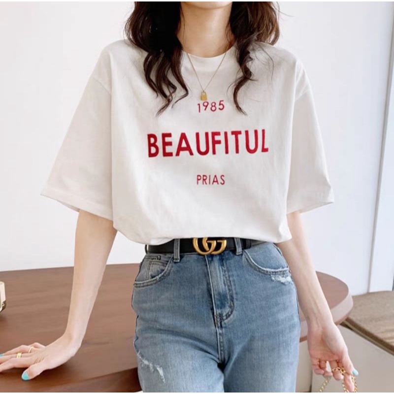 Áo thun basic in chữ Beautiful cực chất