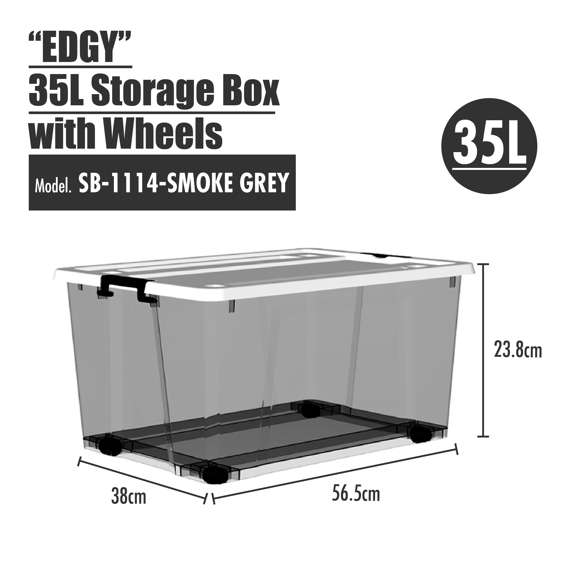 [HOUZE] 'EDGY' Storage Box With/Without Wheelst 3 Sizes 16L35L52L