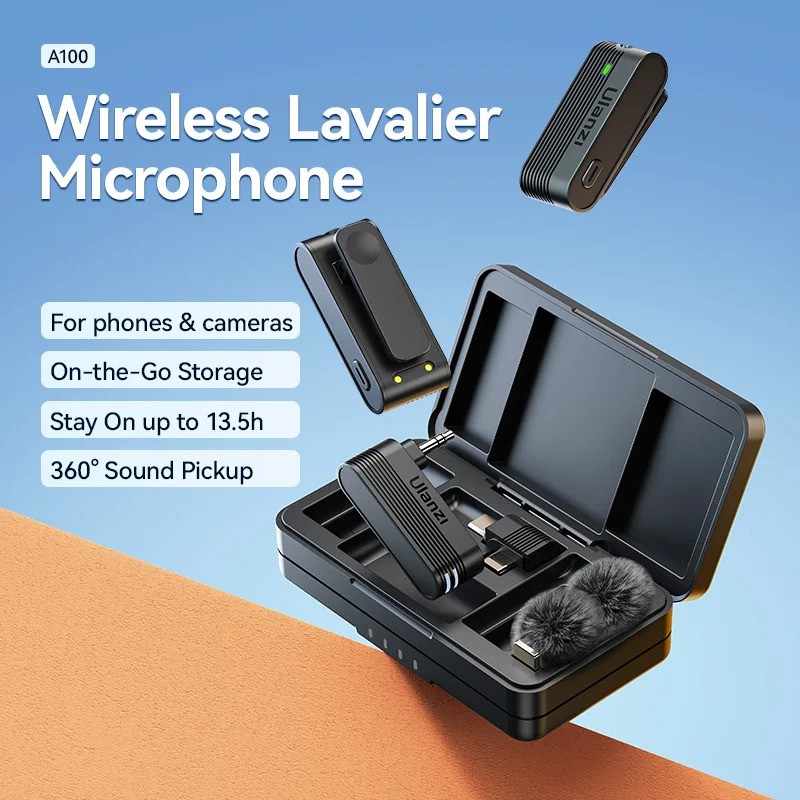 Ulanzi A100 Wireless Lavalier Mic – Perfect for Vlogging & Streaming.