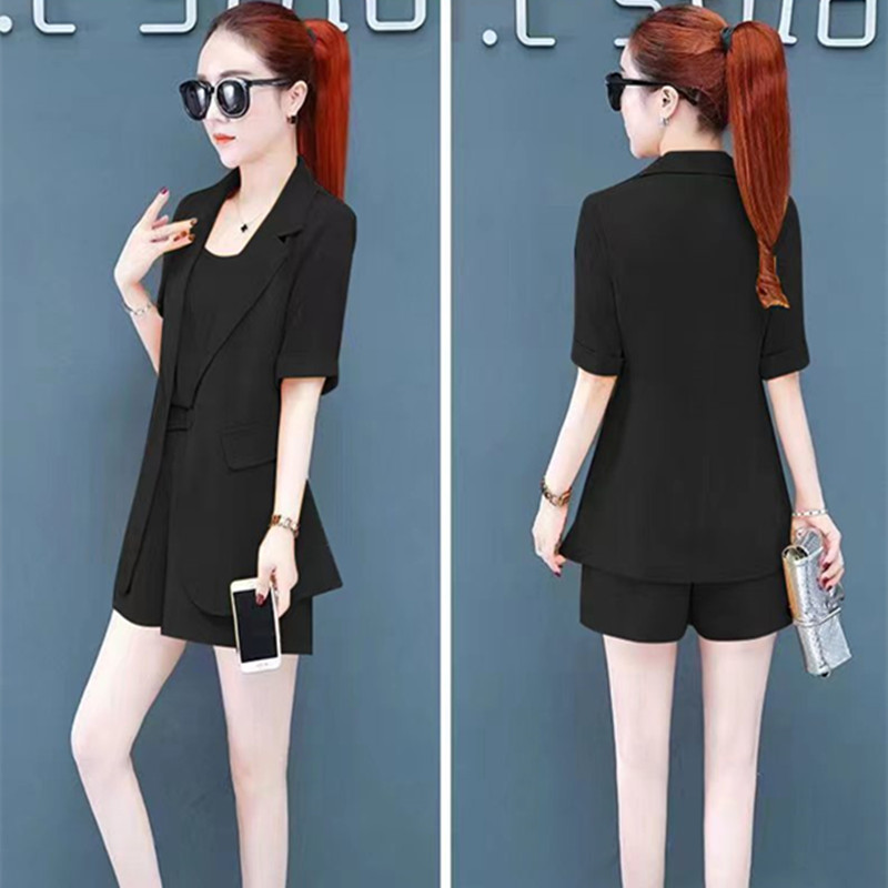 3pcs/set Women's Summer Slim Tops and Shorts Three Piece Set