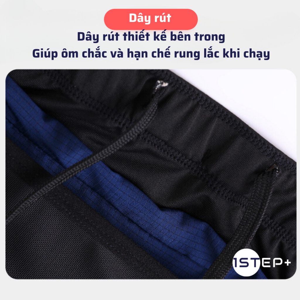 Quần short chạy bộ liền đai 2 lớp OnStep Running