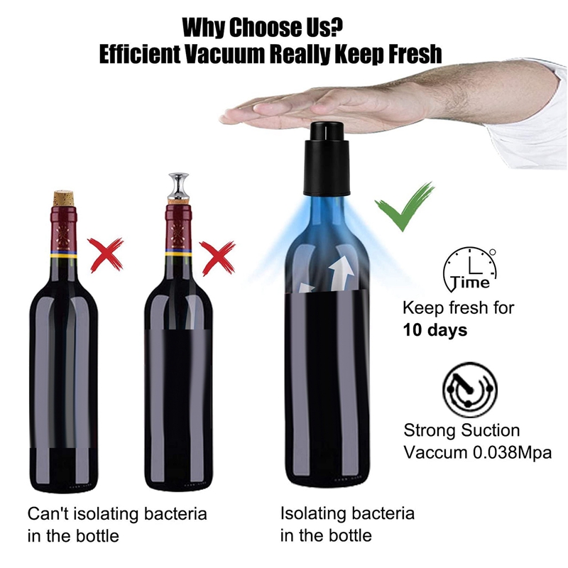 2 Pack Wine Bottle Stopper Vacuum Wine Stoppers Reusable Wine Preserver Wine Corks