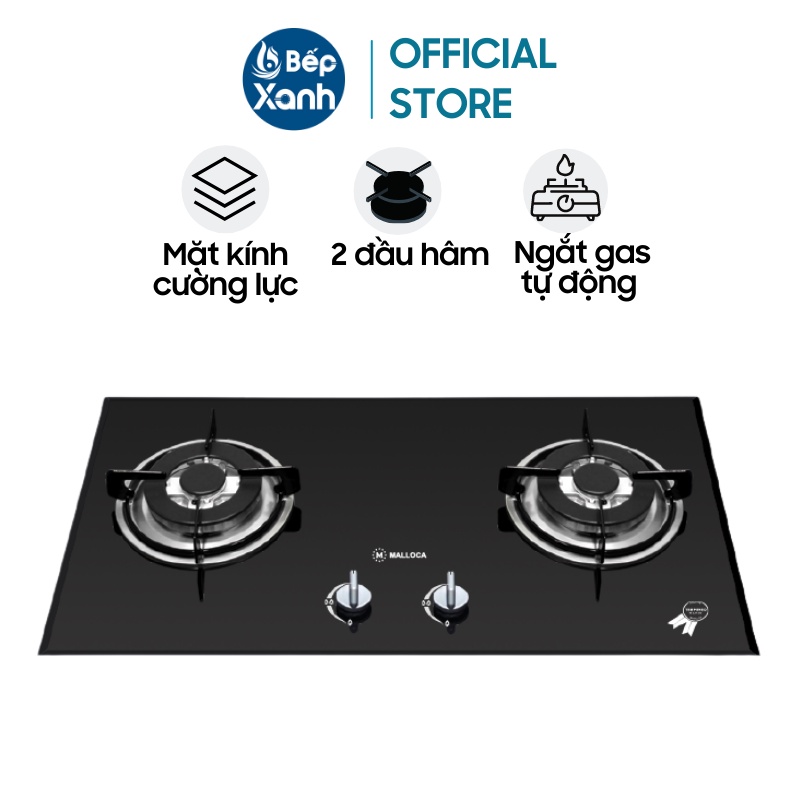 Bếp gas âm 2 gas malloca ghg 732a new - kính cường lực - mâm đốt somipress ý - bảo hành 3 năm - hàng chính hãng