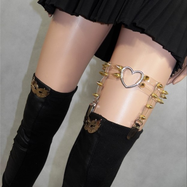 【Too much love!】2016 Summer New Trendy Japanese and Korean Harajuku Transparent Leather Dark Dark Soft Sister Street Dance Leg Ring Performance Jewelry Personalized Foot Chain. 