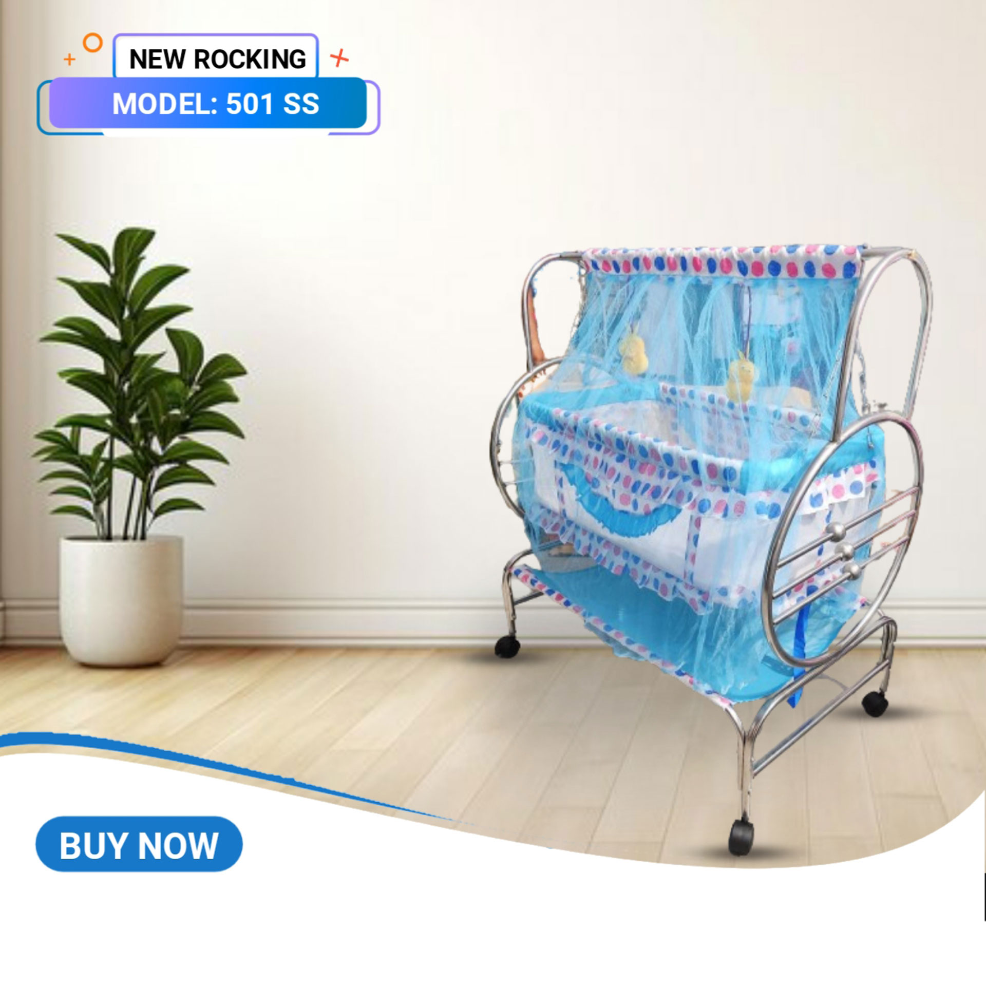 Stainless Steel Dolna Bed For New Born Baby A Cozy Nest Cradle model no SS 501 With Support dolna bed with mosquito net Bacchader Dolna Baby Dolna