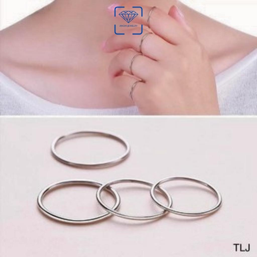 Nhẫn nữ học sinh 1k bạc ta basic đơn giản, Anchi jewelry