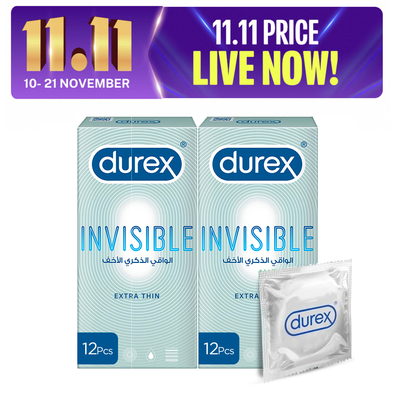 Durex Condoms Invisible 12 Pieces - Pack of 2