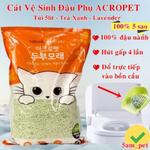 CÁT VỆ SINH MÈO ĐẬU NÀNH ACROPET 5LÍT