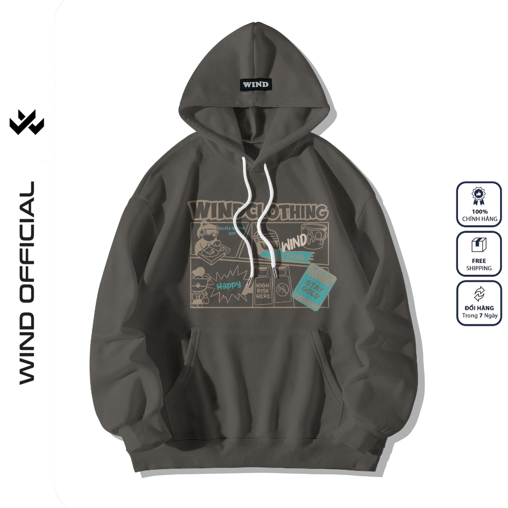 Áo hoodie unisex form rộng WIND MEDIA bản Premium nỉ ngoại nam nữ oversize