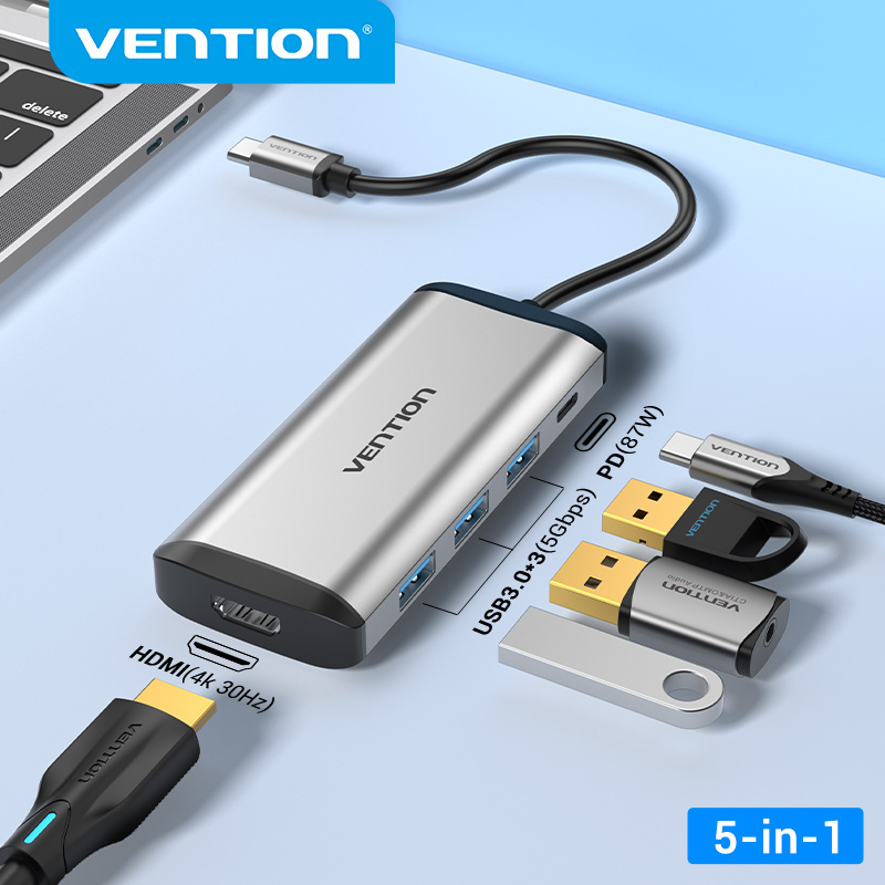 Vention Bộ chuyển đổi HUB Type C Thunderbolt 3 Dock USB 3.0 Type C sang thumbnail