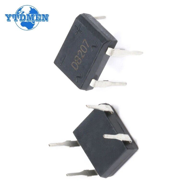20 PCS Diode Bridge Retifica DB207 DIP-4 DB207S DIP4 2A 1000V Power Diode Rectifier 1000V Electronic Components
