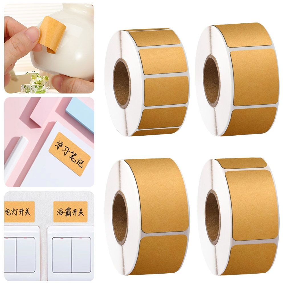 Durable Kraft Paper Label Stickers Blank Writable Name Sticker Tearable ...