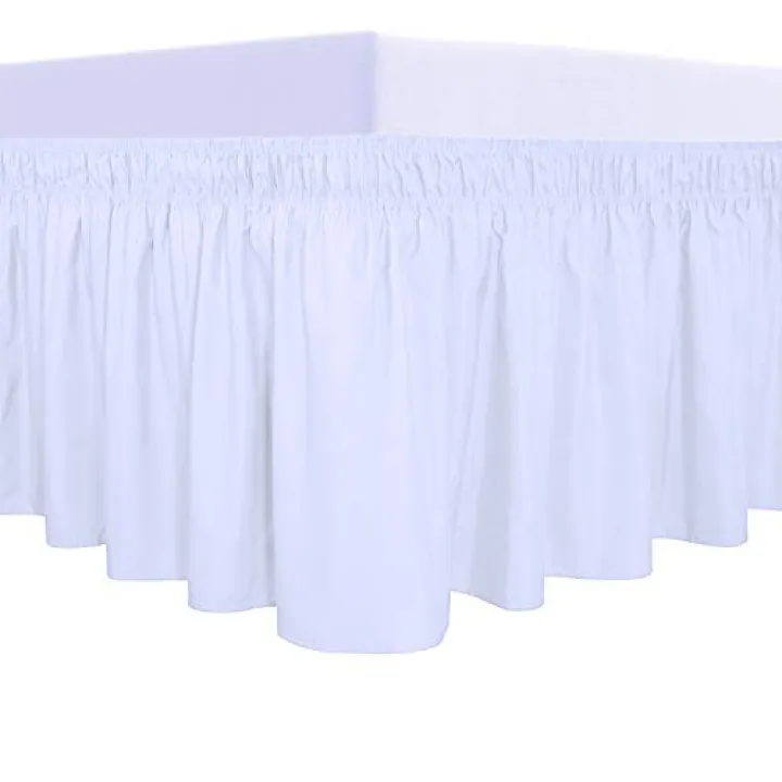 Purefit Wrap Around Ruffled Bed Skirt With Adjustable Elastic Belt 18 Inch Drop Easy To Put