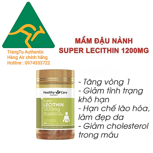 CHĨNH HÃNG Mầm đậu nành Úc Healthy Care Super lecithin 1200mg - 100 viên thumbnail