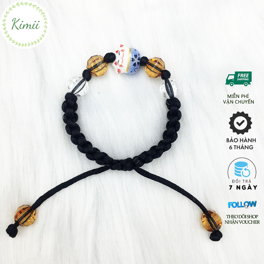 Vòng tay mèo may mắn v75, vòng tay handmade kimii