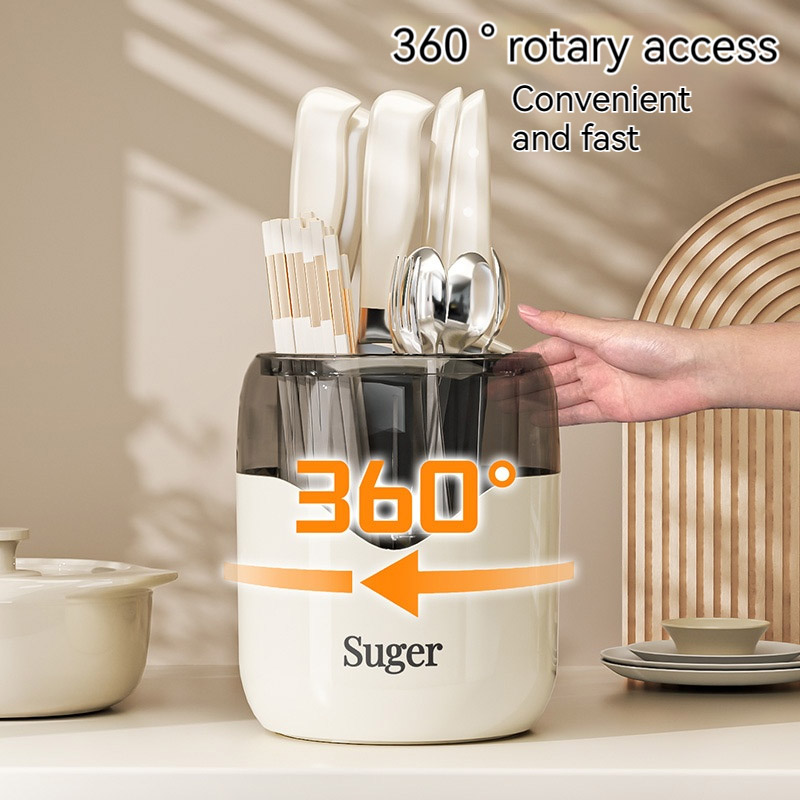 Household countertop chopstick holder Tool storage box floor holder Kitchen multi-function rotating knife holder shelf