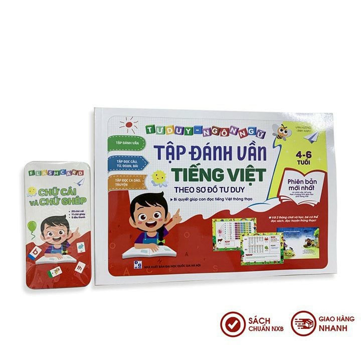 ( Tặng bộ thẻ 42 chữ đơn + chữ ghép) Đánh Vần Tiếng Việt từ 3-7 tuổi