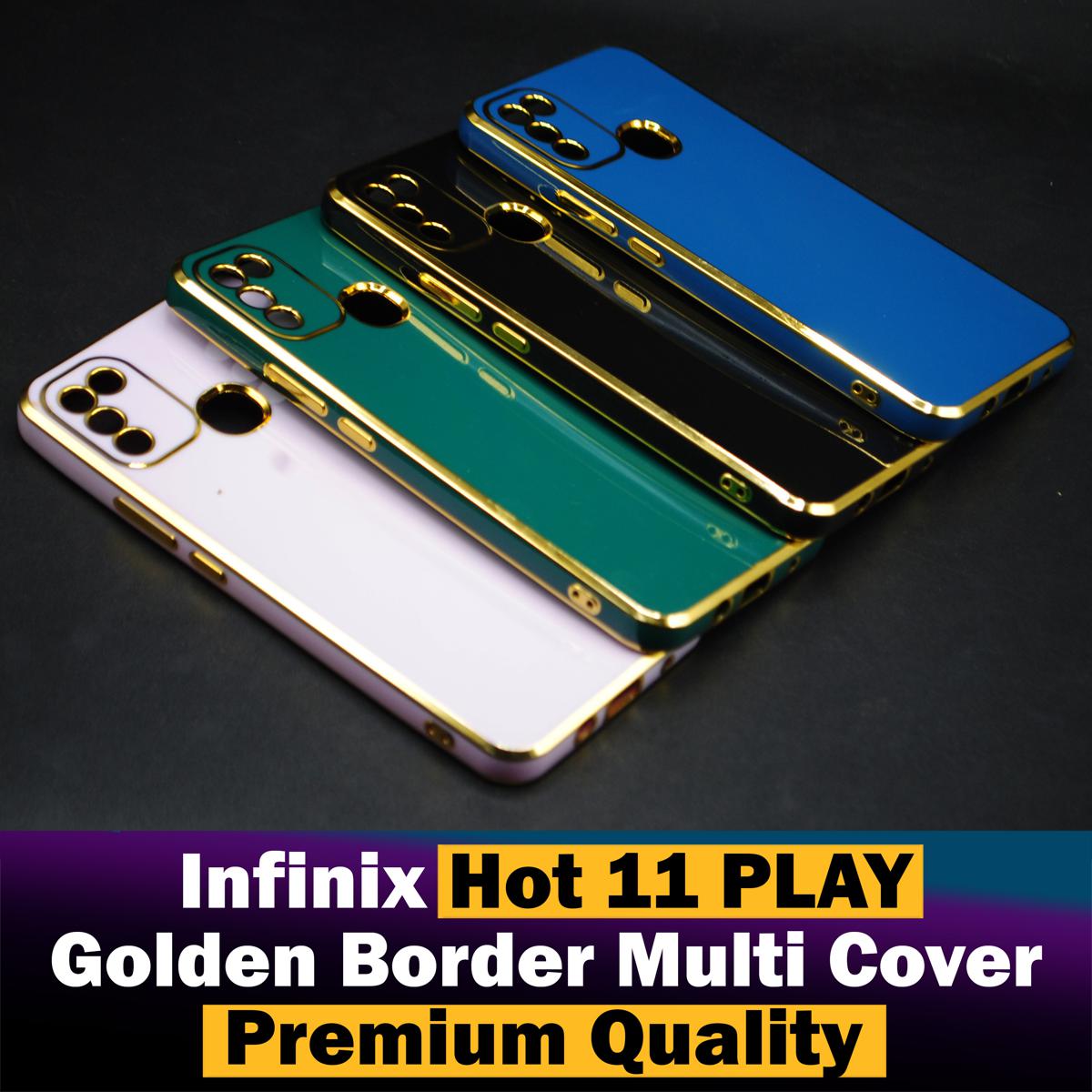 Infinix Hot 11 Play Back Cover Soft Multi Golden Border Camera Protection Cover For Infinix Hot 11 Play