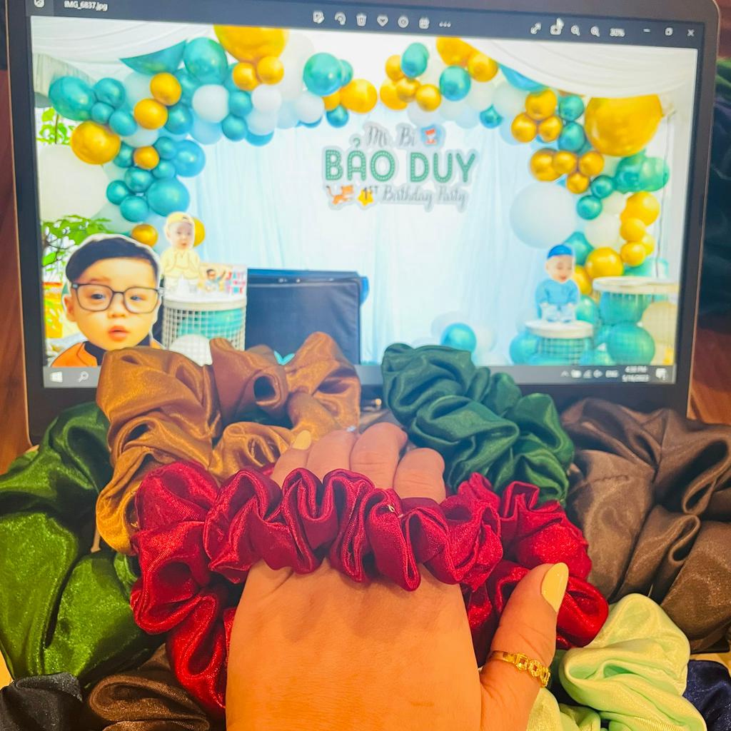 [PHI BÓNG] Dây buộc tóc Scrunchies handmade chất lụa, phi bóng mềm mịn, dây cột tóc vải dễ thương cho nữ