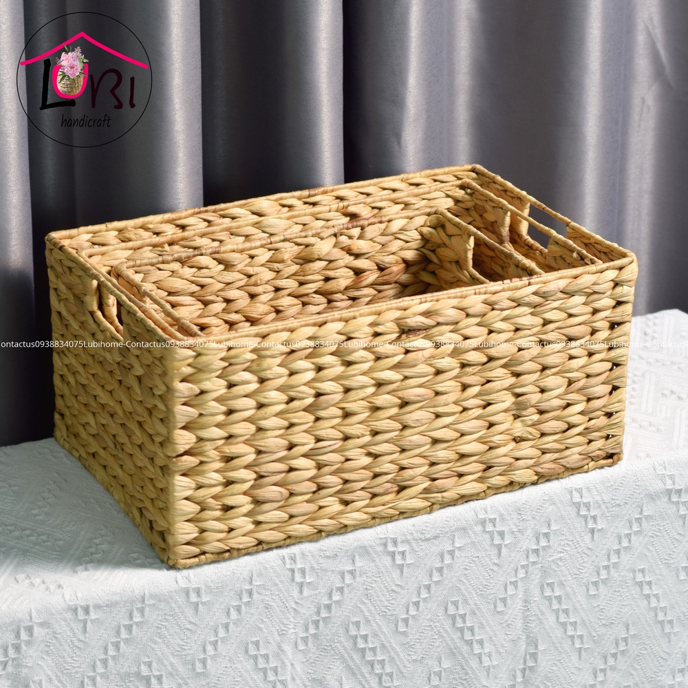 [Lubi Home] - Sọt đựng đồ lục bình hình chữ nhật bộ 3 - set basic