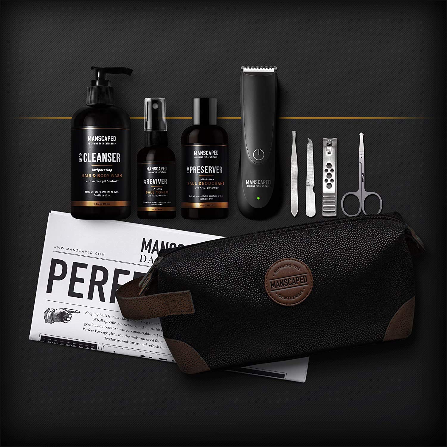 Manscaped Perfect Package 3.0 Kit Contains: Electric Trimmer, Ball  Deodorant, Body Wash, Performance Spray-on-body Toner, Five Piece Nail Kit,  Luxury Bag, Shaving Mats | Lazada Singapore