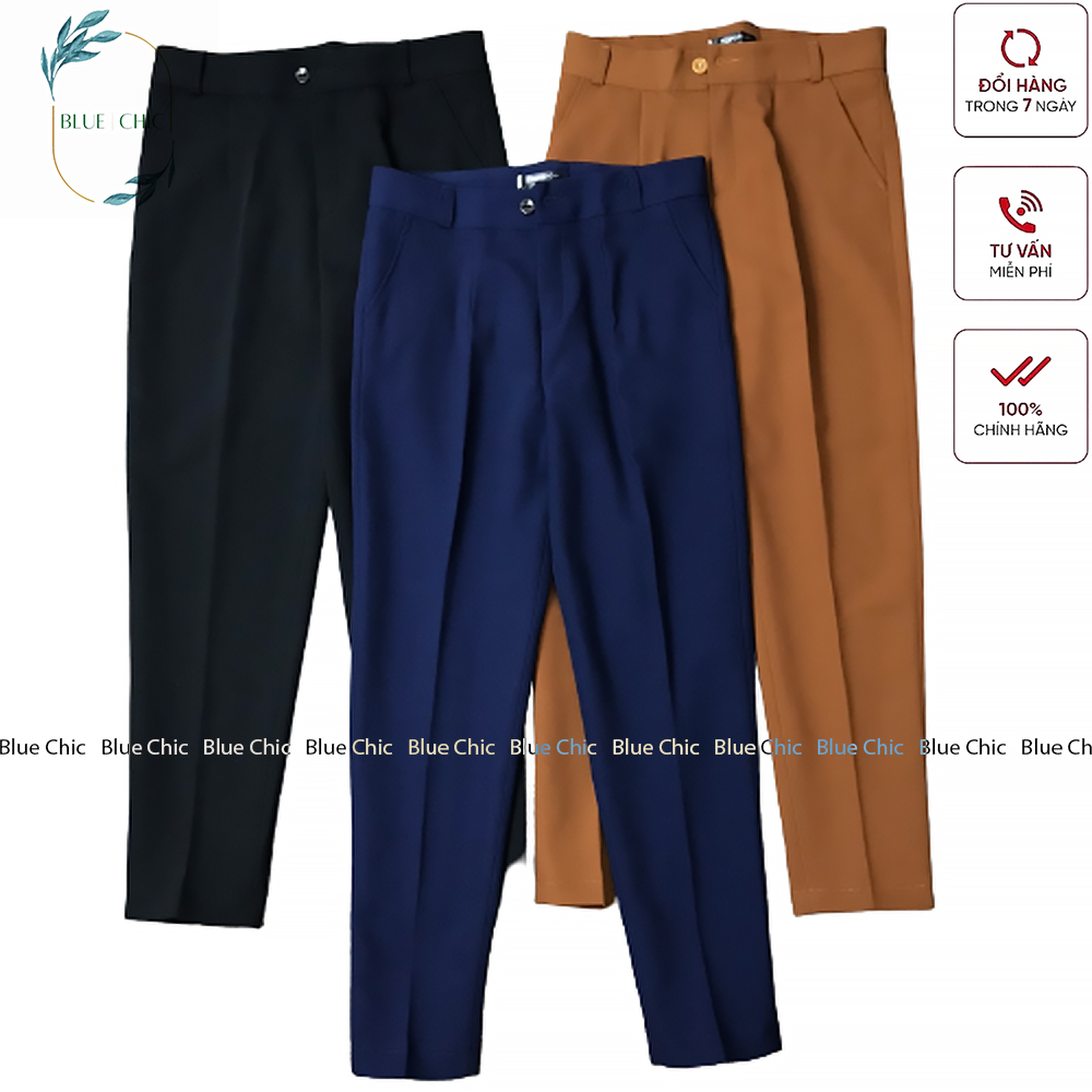 Trousers women Blue chic office high back fabric casual baggy blue black Brown beautiful school children medium designs long