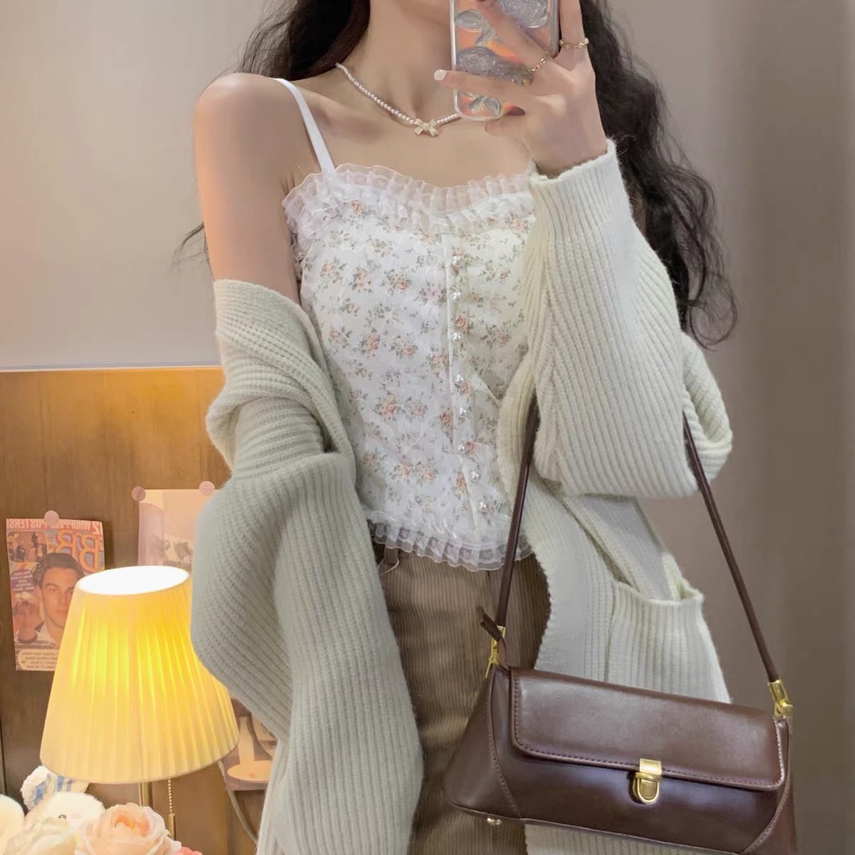 Áo Bara 2 Dây Pha Ren Cúc Ngọc Cao Cấp