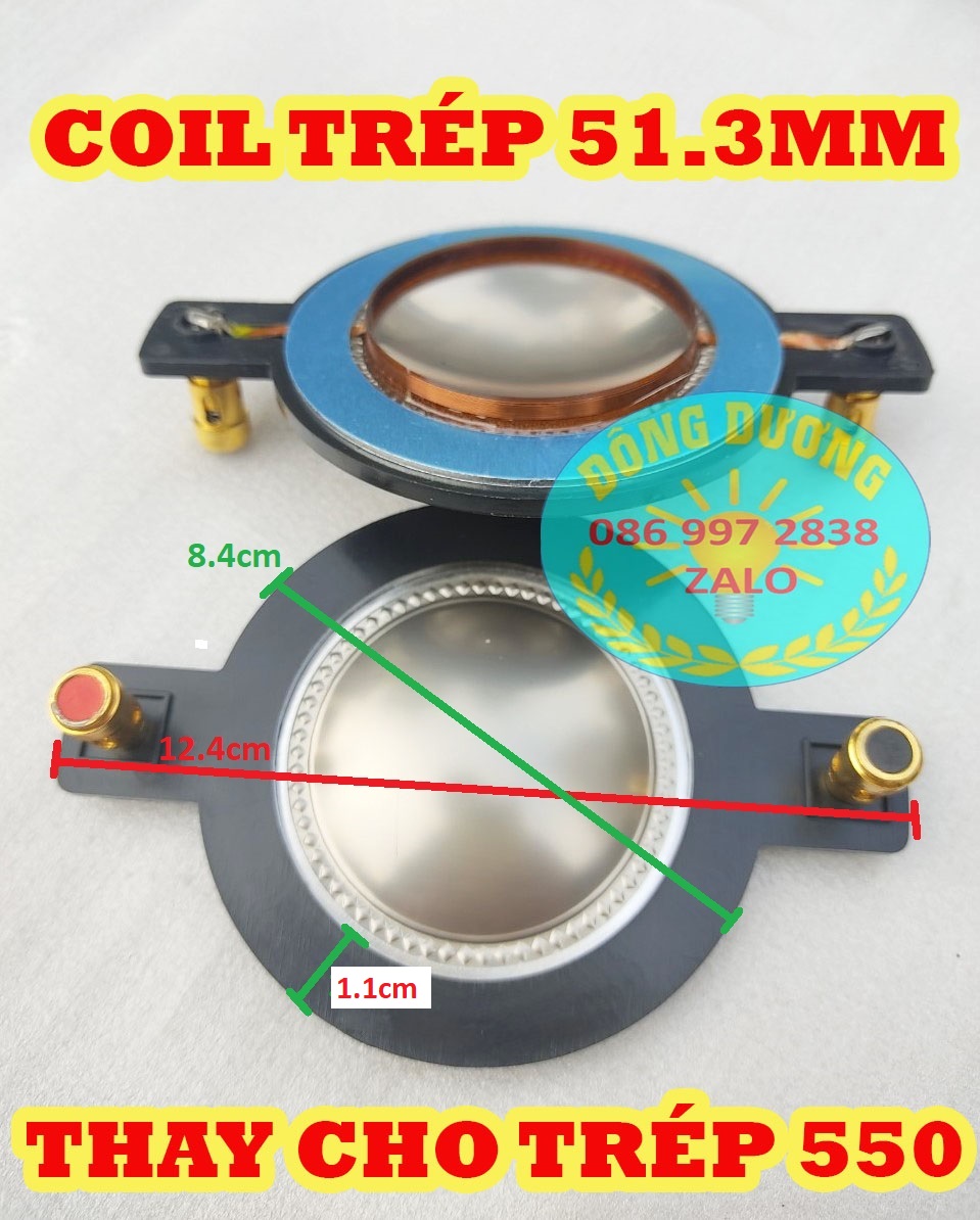 COIL TRÉP 550 - LOẠI CỌC NHẤN MÀNG TITAN - KÍCH THƯỚC 51.3MM - CÔN TRÉP KÈN 550