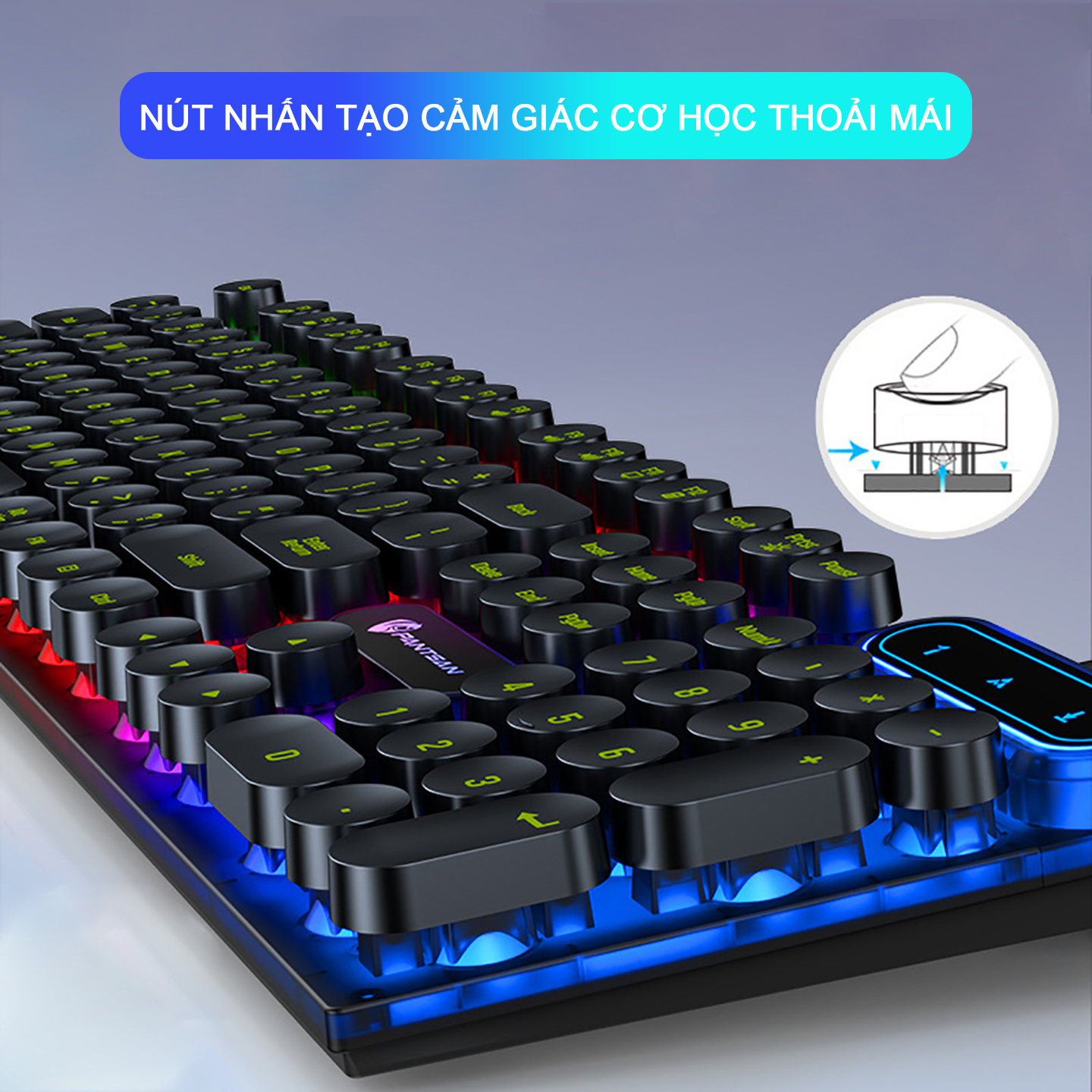Bàn phím máy tính gaming giả cơ Sidotech SP100 thiết kế bàn phím nút tròn có Led RGB, cấu tạo công thái học cho cảm giác gõ chân thực, chống nước tiêu chuẩn, chuyên chơi game và làm việc văn phòng - Hàng chính hãng
