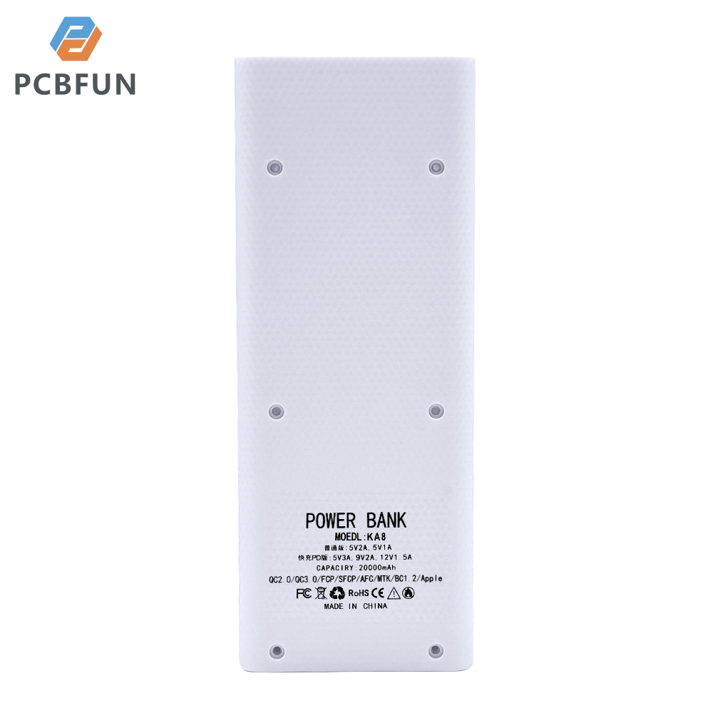 pcbfun (Battery not included) 8pcs 18650 Mobile Power Screw Removable Kit Fast Charging White