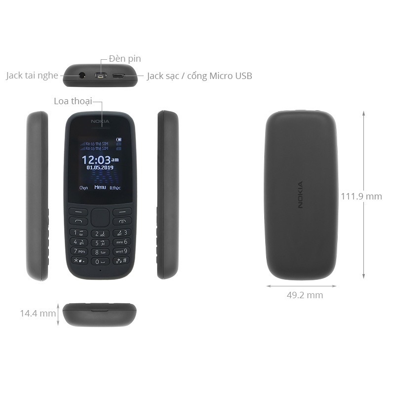 Điện thoại Nokia 105(2019) 2 sim máy mới 100% full box