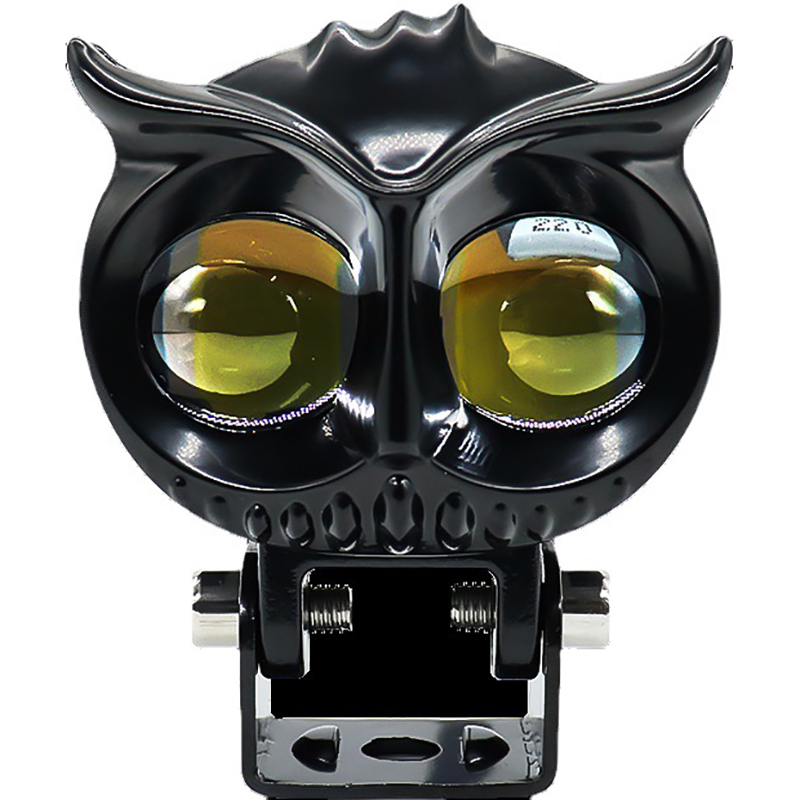 LED Lens Spotlight Dual Color White Yellow Light Owl Auxiliary Fog Lamp Double