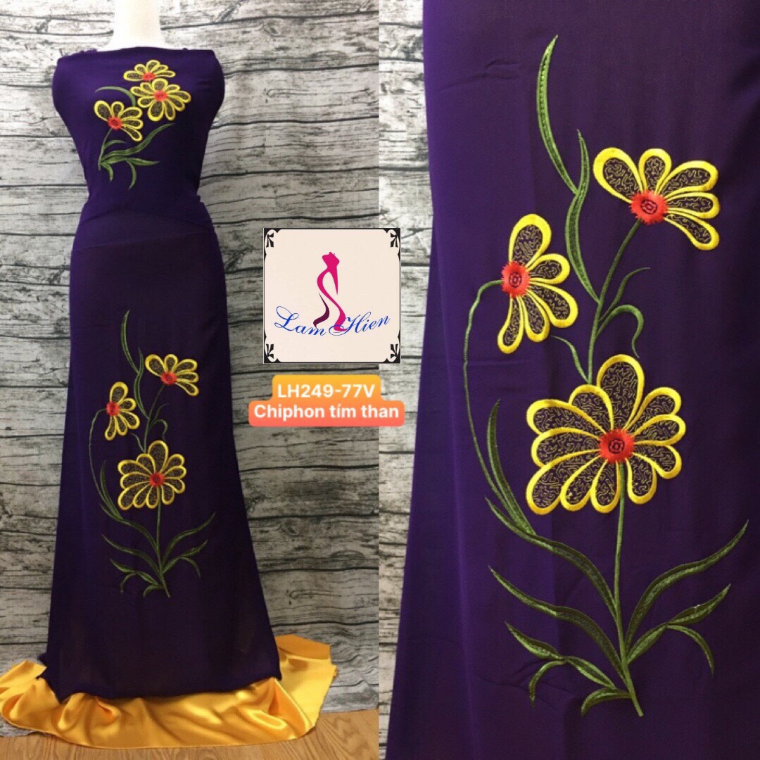 Vải may áo dài bông thêu modell LH249