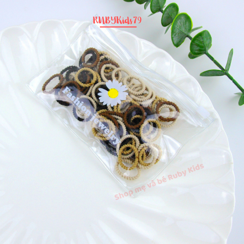 Dây thun cột tóc set 50 dây cho bé nhiều màu sắc dễ thương - rubykids79