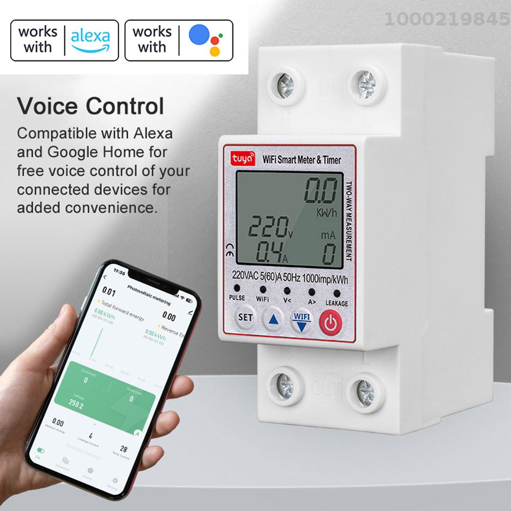 Cảm biến thông minh tuya wifi tự động thông minh rethua bảo vệ đa chức năng hiện tại điện áp giám sát ngắt mạch Màn hình LCD chuyển nguồn Meter bảo vệ giá trị settable Mobilephone ứng dụng điều khiển