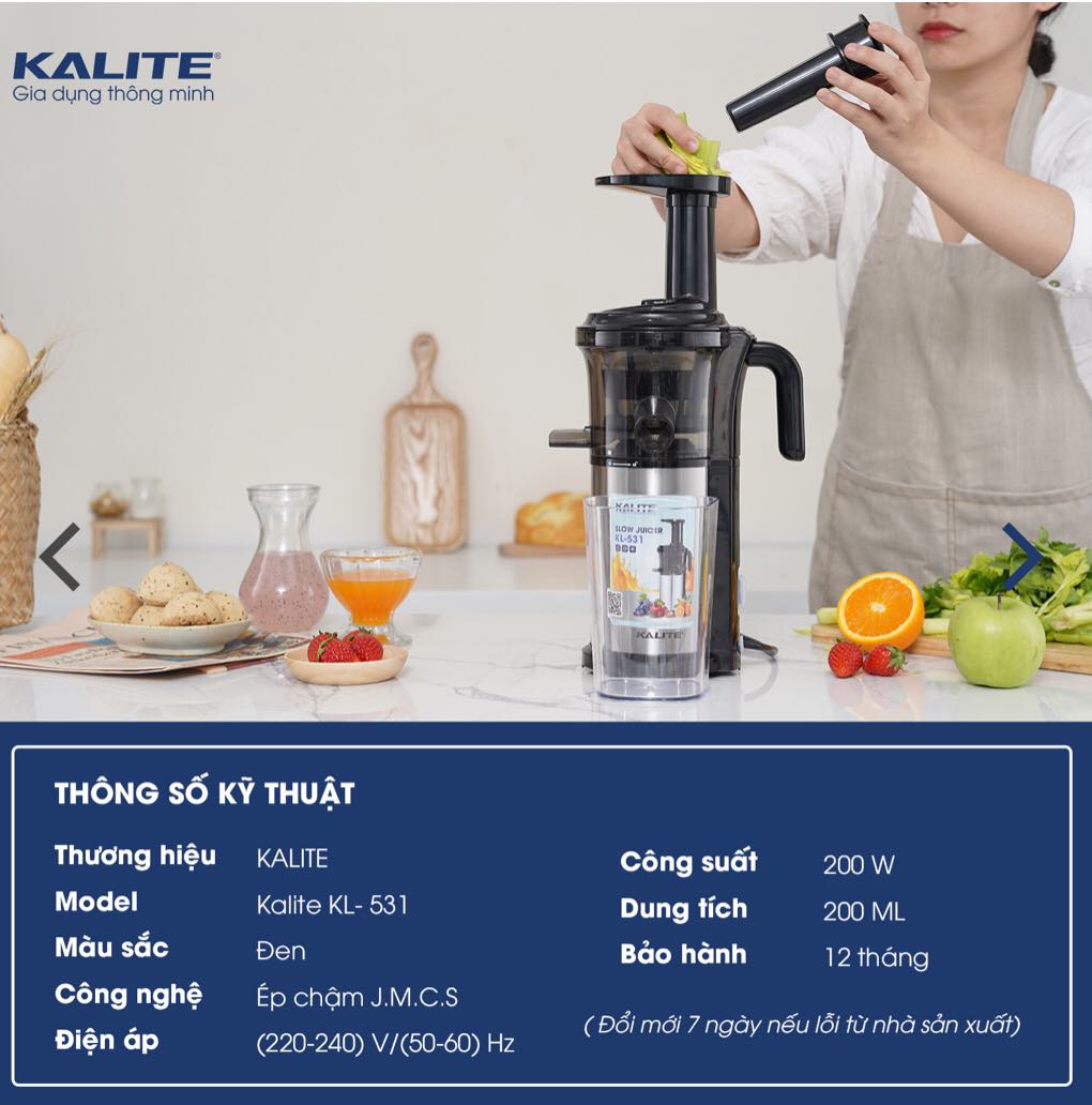 [BẢO HÀNH 12 THANG] Máy ép chậm KALITE KL-531