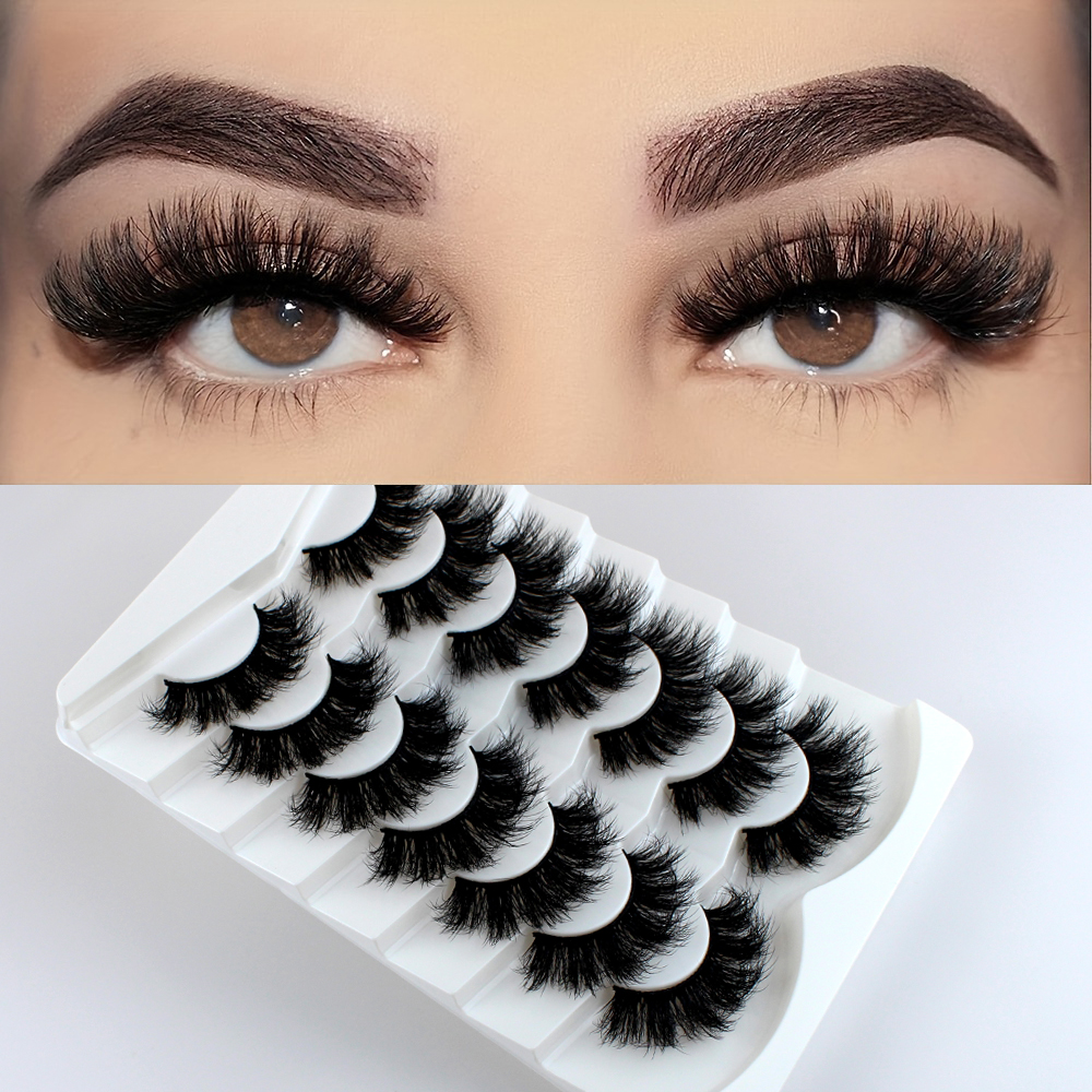 HOT%207%20Pairs%20False%20Eyelashes,%20Fluffy%20Mink%20Lashes%20,%20Cat-Eye%20Look%208D%20Volume%20Eyelash%20Strips%20-%20Image%202