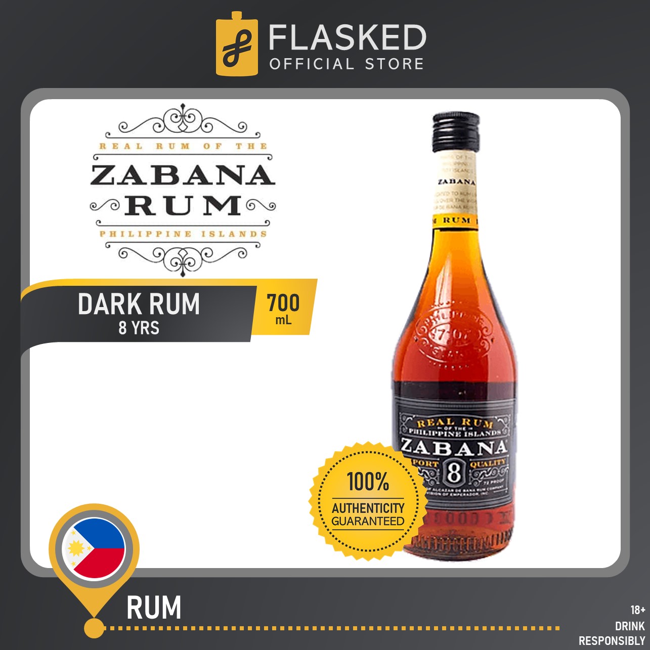 Zabana 8 Dark Rum 700mL Lazada PH