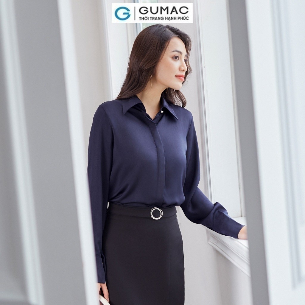 [SALE MẠNH] Áo sơ mi lá cổ nhọn thời trang GUMAC AD12054