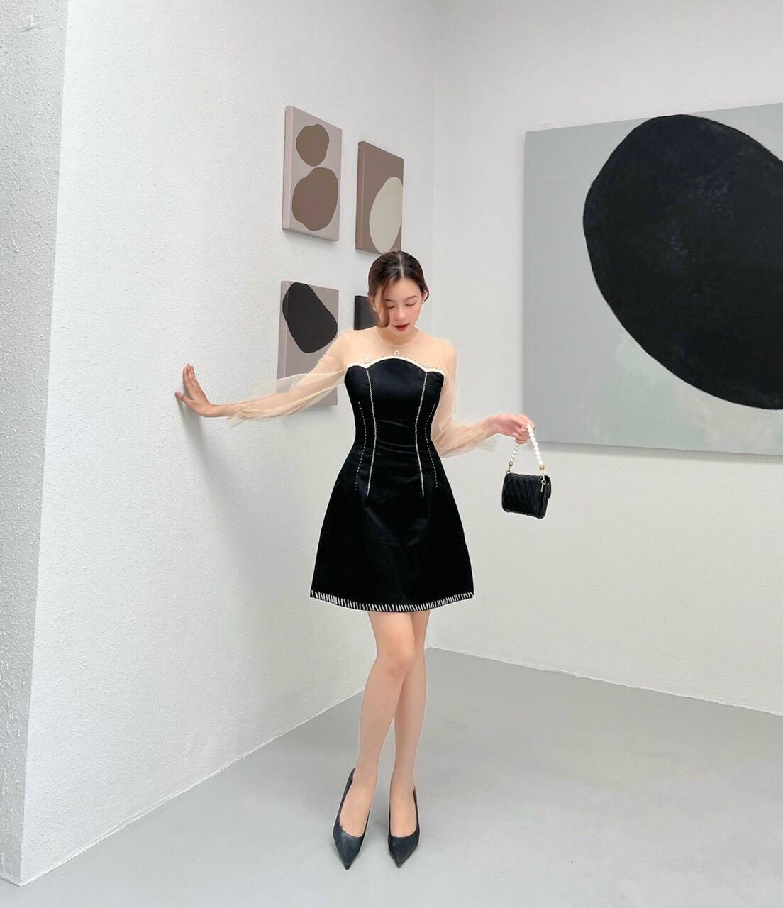 LIKEHER - ĐẦM XÒE TK937 PHỐI LƯỚI
