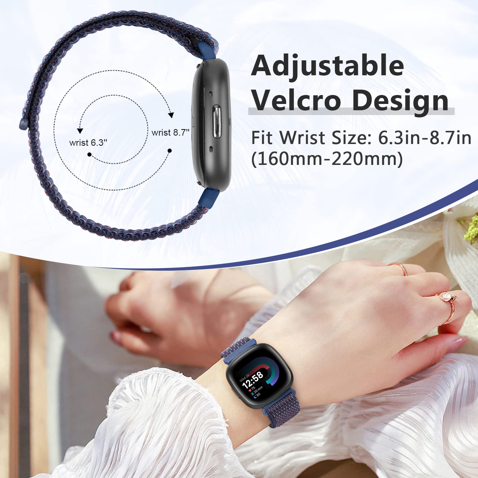 Nylon Strap For Fitbit Versa 3 4 Band Smart Watch Replacment Soft Breathable Sport Loop Belt Correa Bracelet Fitbit Sense 2 Band