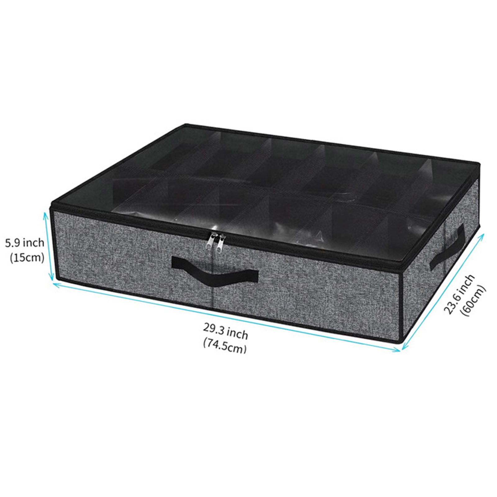 BDZL Bed Bottom Shoe Storage Box Side Handle Shoe Storage Container Space-saving Shoe Storage Box with Clear Dust-proof Cover Ideal Organizer for Home Bedroom
