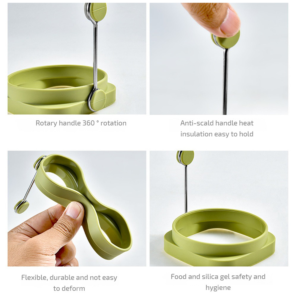 Hourser Silicone DIY Fried Eggs mold with Handle Egg Pancake Shaper Omelette Mold Eggs Cooking Tools Kitchen Accessories