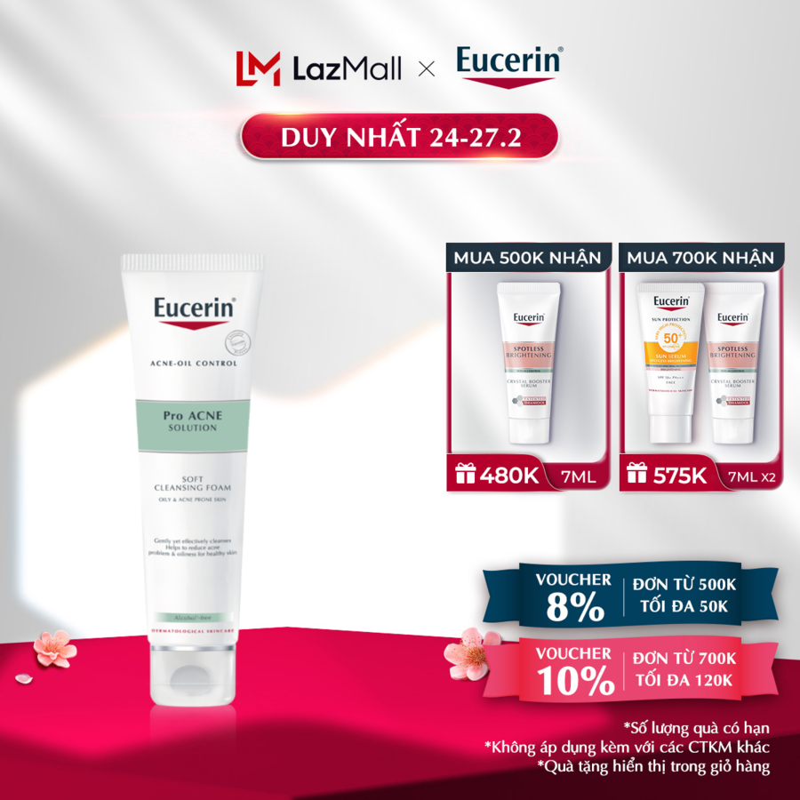 Sữa rửa mặt dành cho da nhờn mụn Eucerin Pro Acne Cleansing Foam 150g
