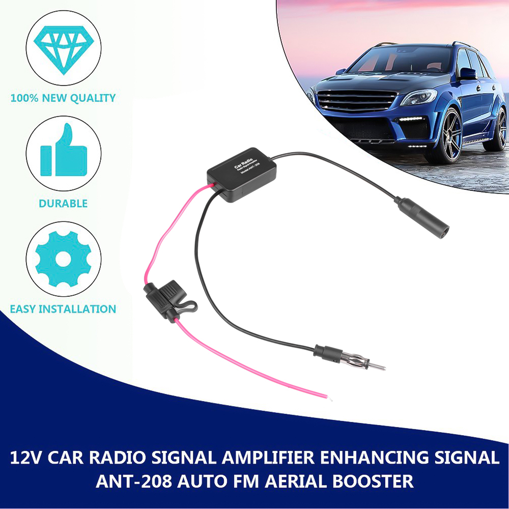 FM AM Signal Amplifier Anti Interference Car Antenna Radio Booster for 12V Cars